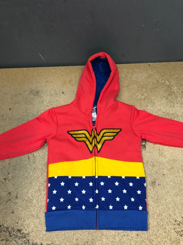 Photo 2 of Toddler Girls DC Wonder Woman Full Zip Fleece Hoodie Sweatshirt 3T