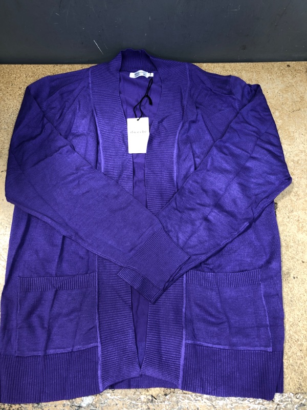 Photo 1 of Danibe Purple Open Cardigan Sweater - Women & Plus. Size 2XL