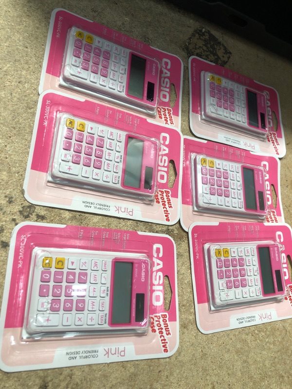 Photo 1 of 6 of-Pink CASIO SL-300VC Extra Large Display 8 Digit Calculator