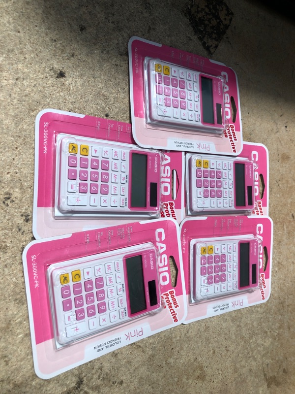 Photo 1 of 5 of-Pink CASIO SL-300VC Extra Large Display 8 Digit Calculator