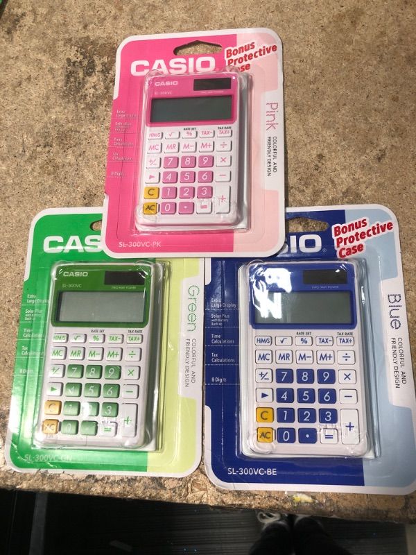 Photo 1 of 3 of- assorted colors- CASIO SL-300VC Extra Large Display 8 Digit Calculator