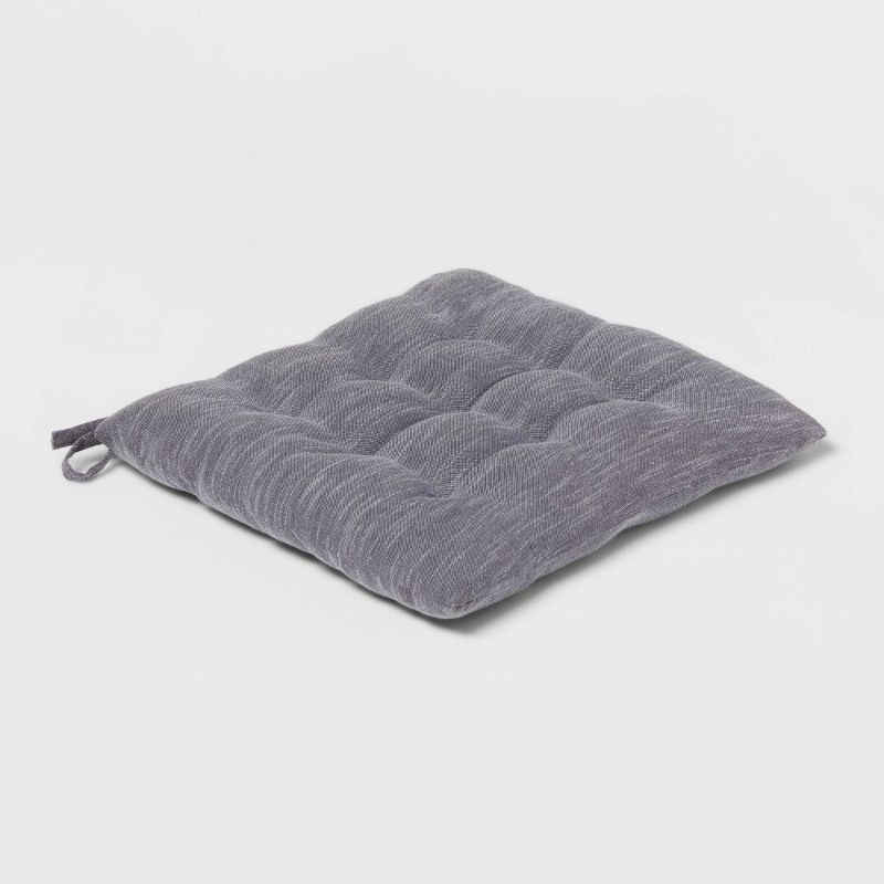 Photo 1 of 2pk- Chambray Stripe Chair Pad Gray - Threshold™ 15"x15" 