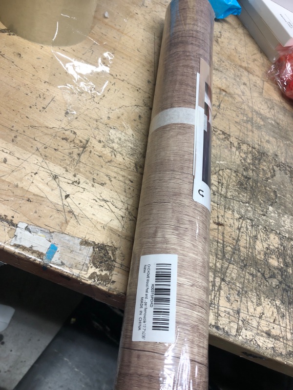 Photo 2 of 17.7''x236'' Light Brown Wood Contact Paper for Countertops Waterproof Wood Wallpaper Peel and Stick Removable Self Adhesive Dark Wood Grain Contact Paper for Cabinets Table Wall Covering Drawer 17.7"x236"