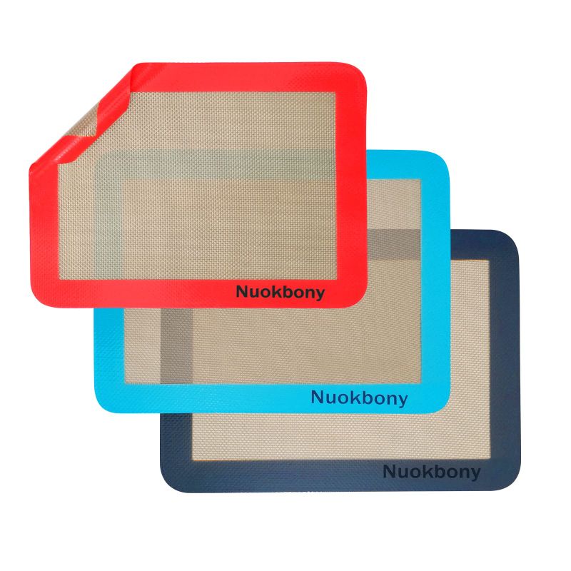 Photo 1 of 2pk- Nuokbony Silicone Baking Mat Non-Stick Reusable Food Safe Heat Resistant BPA Free Kitchen Professional Baking Mat Set 3 Quarter Sheet for Cookie,Macaron&Pastry Red, Blue, Gray