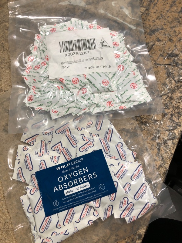 Photo 2 of 2 pk- KitVacPak(100Packets)200cc Food Grade Oxygen Absorbers Packets for Home Made Jerky and Long Term Food Storage