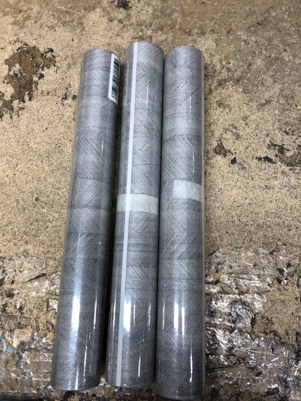 Photo 2 of * 3 PACK* Viseeko Wallpaper Peel and Stick: Removable Wallpaper Gray Textured Wallpaper Stick on Wallpaper PVC Wood Furniture Renovation Thickening for Bedroom Room Back to School 11.8 * 78.7 inches Modern 11.8 x 78.7 Inches Gray