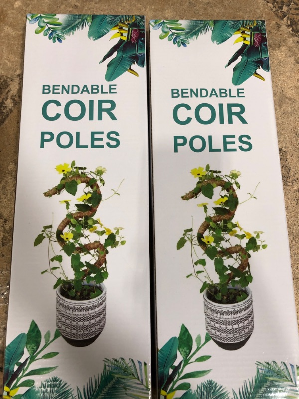 Photo 2 of 2 pack* Moss Pole, 2 Pack 25" Plant Stick Support, 3 Types of Cable Ties, Bendable Plant Pole for Climbing Plants for Monstera, Sphagnum, Phyllostachys, and Other Houseplants