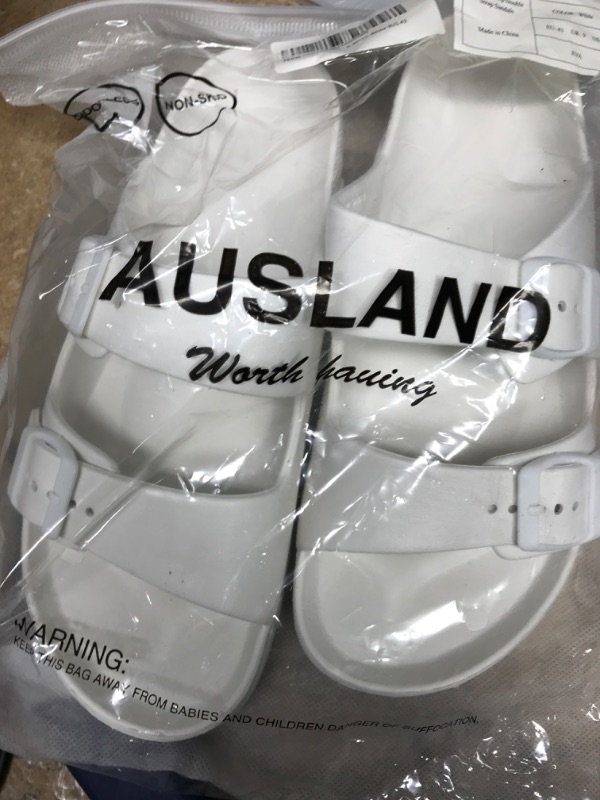 Photo 2 of AUSLAND Comfort Slides with Adjustable Double Buckle Footbed Sandals 9 Men's White