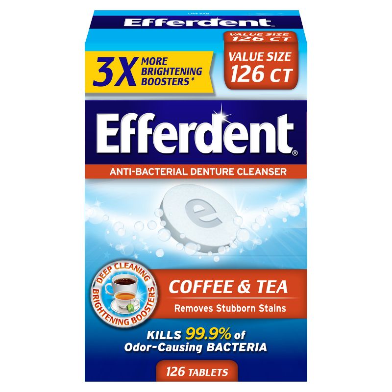 Photo 1 of (2 Count) Efferdent Denture & Retainer Cleanser Tablets Coffee & Tea 126 Tablets