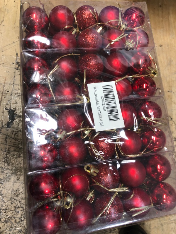 Photo 2 of 160 Pcs Christmas Balls Ornaments for Xmas Tree - Shatterproof Christmas Tree Decorations Small Hanging Ball 1.18" X 160 Pack (Red)