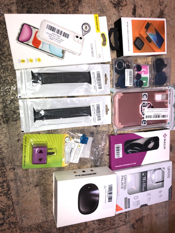 Photo 1 of 13PC Technology Goods Variety Pack (Galaxy S22 Plus Cases, iPHone 14 Pro Cases, Smart Watch Bands, Airtag Tracker Case)