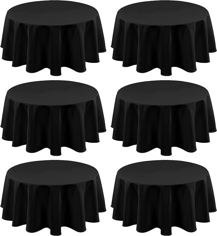 Photo 1 of ***NOT BLACK ...BLACK WHITE PLAID ****6 Pack Polyester Round Tablecloth 60 inch Black and white plaid Table Cloths Water Resistant Polyester Cloth Round Tablecloths Washable Tablecloth for Party,Wedding Reception,Restaurant Banquet,BBQ,Dinner,Gift Table
