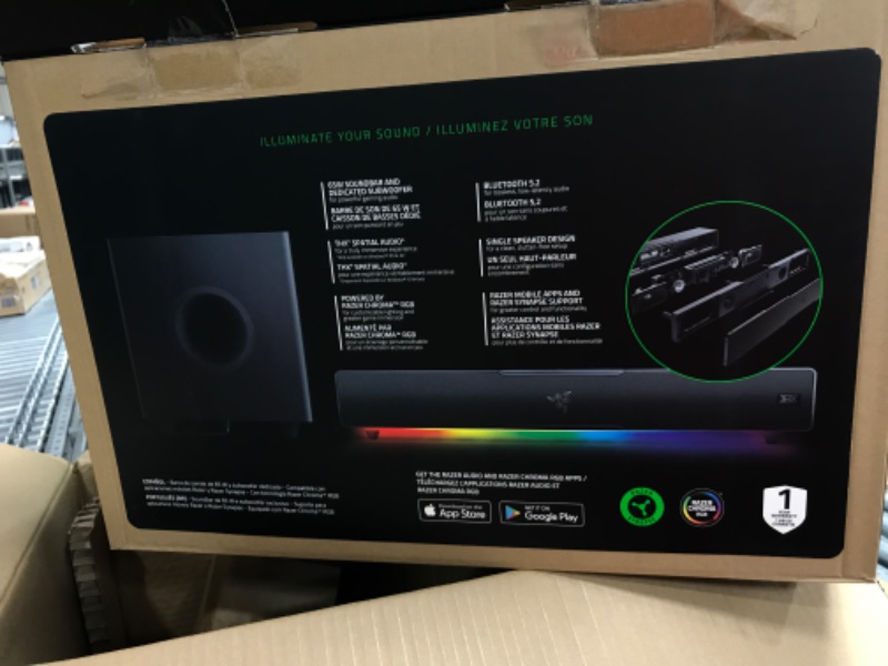 Photo 5 of Razer Leviathan V2: Multi-Driver PC Gaming Soundbar with Subwoofer - THX Spatial Audio - Compact Design - Chroma RGB - Bluetooth 5.2 - for PC, Desktop/Laptop, Smartphones, Tablets & Nintendo Switch