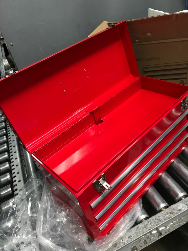 Photo 4 of ***SEE NOTES*** BIG RED ANTBD133-XB Torin 20" Portable 3 Drawer Steel Tool Box, Red & TB101 Torin 19" Hip Roof Style Portable Steel Tool Box with Metal Latch Closure and Removable Storage Tray, Red Red Chest 