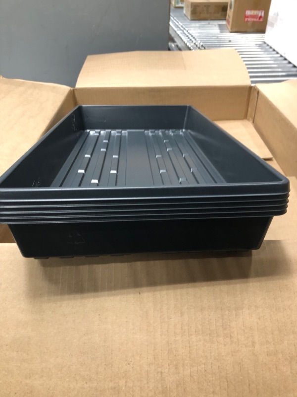 Photo 2 of 5 Pack of Durable Black Plastic Growing Trays (Without Drain Holes) 21" X 11" X 2" - Flowers, Seedlings, Plants, Wheatgrass, Microgreens & More