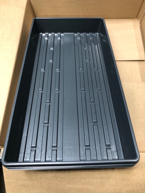 Photo 3 of 5 Pack of Durable Black Plastic Growing Trays (Without Drain Holes) 21" X 11" X 2" - Flowers, Seedlings, Plants, Wheatgrass, Microgreens & More