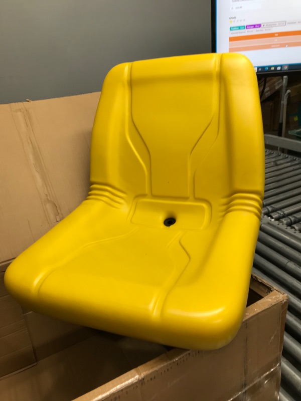Photo 2 of VEVOR Universal Tractor Seat w/Drain Hole,John Deere Seats Replacement,Industrial High Back Lawn Mower Seats, 1PC Yellow PVC John Deere Mower Seats,Universal Fit for Forklifts,Tractors,Riding Mowers