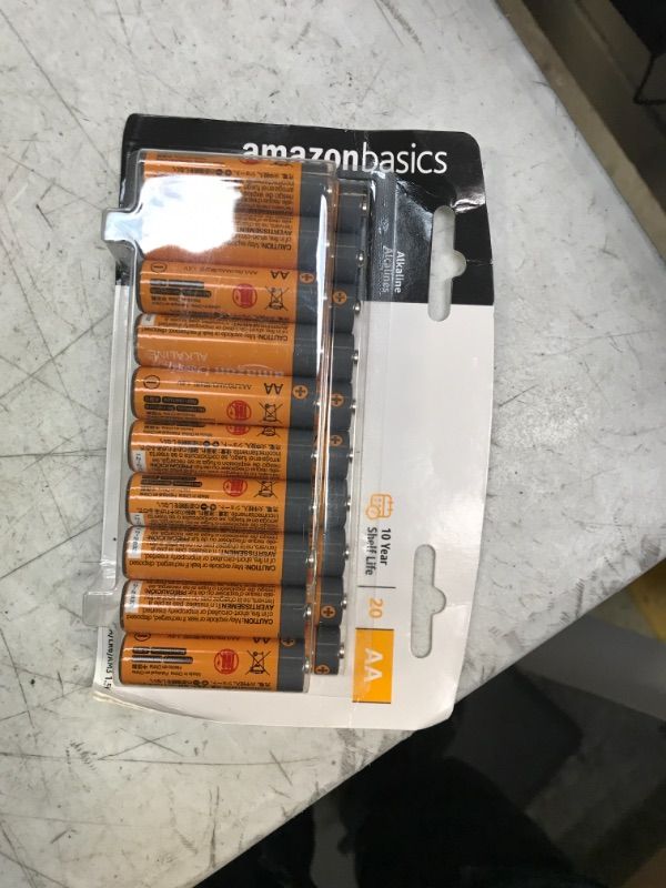 Photo 1 of FACTORY SEALED ---Amazon Basics 20 Pack AA Alkaline Batteries - Blister Packaging 20 Count (Pack of 1)
