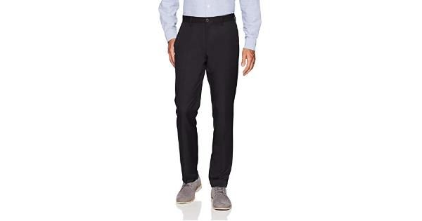 Photo 1 of Essentials Men's Slim-Fit Flat-Front Dress Pants, Black, 30W X 34L