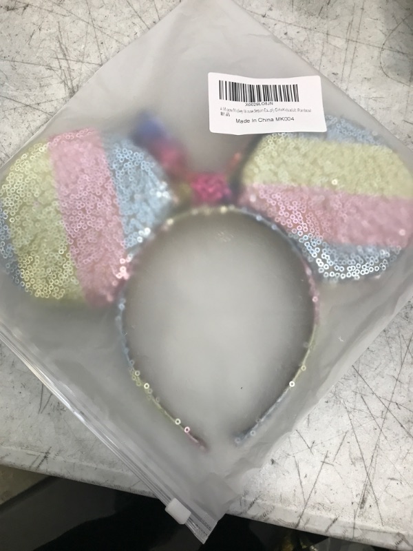 Photo 1 of A Miaow Sequin Black Mouse Ears Headband MM Glitter Hair Clasp Adults Women Butterfly Hair Hoop Birthday Party Holiday Park Photo Supply (Rainbow