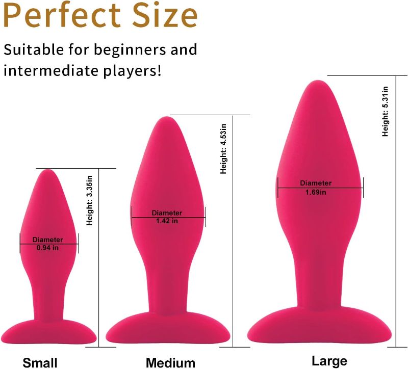 Photo 1 of 3 Sizes Silicone Butt Plug Anal Trainer Kit,HISIONLEE Adult Sex Toys Cone Design Anal Plugs Sexy Toys for Men,Women Couples,Beginners to Advanced Users