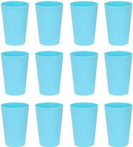 Photo 1 of 12 Pcs Blue Unbreakable Plastic Tumblers Drinking Cup for Restaurant Catering Family