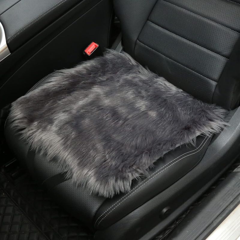 Photo 1 of ZATOOTO Plush Car Seat Cover for Winter, 1 PCS Black Front Seat Cushion Warm and Comfortable for Cars,Cute Furry Seat Covers for Women, Universal Fit for Most Car, Truck, SUV, or Van Plush Black