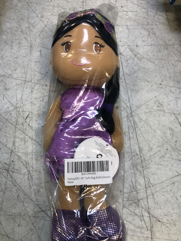 Photo 2 of FancyOh! 12" Soft Rag Doll Grace - Plush Baby Doll Gift for Kids - Purple Dress