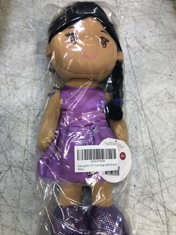 Photo 2 of FancyOh! 12" Soft Rag Doll Grace - Plush Baby Doll Gift for Kids - Purple Dress