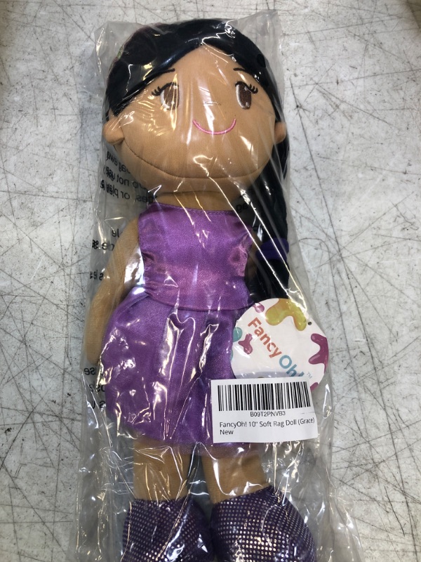 Photo 2 of FancyOh! 12" Soft Rag Doll Grace - Plush Baby Doll Gift for Kids - Purple Dress