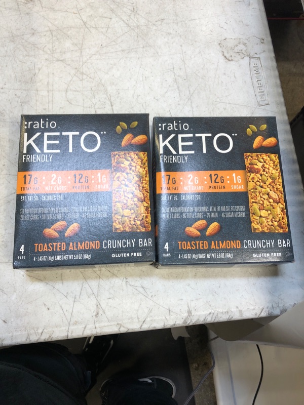 Photo 2 of :ratio KETO Friendly Crunchy Bars, Toasted Almond, Gluten Free Snack, 4 ct Toasted Almond 4 Count (Pack of 1)---- EXP 08/20/23