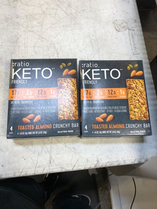 Photo 2 of :ratio KETO Friendly Crunchy Bars, Toasted Almond, Gluten Free Snack, 4 ct Toasted Almond 4 Count (Pack of 1)---EXP 08/19/23