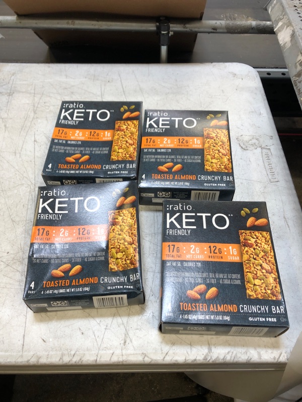 Photo 2 of :ratio KETO Friendly Crunchy Bars, Toasted Almond, Gluten Free Snack, 4 ct Toasted Almond 4 Count (Pack of 1)--- EXP 08/20/2023