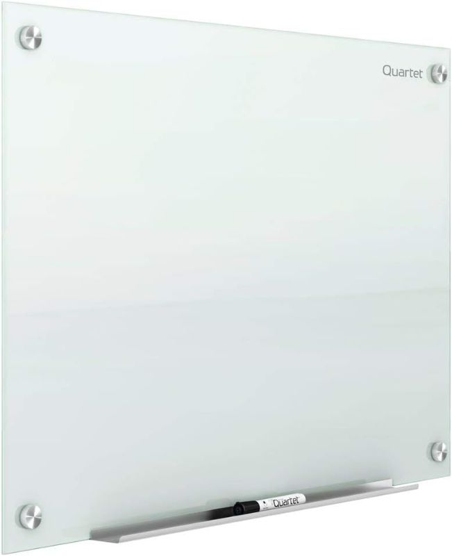 Photo 1 of Quartet Magnetic Glass Dry Erase White Board, 3' x 2' Whiteboard, Infinity Frameless Mounting, White Surface (G3624W)
