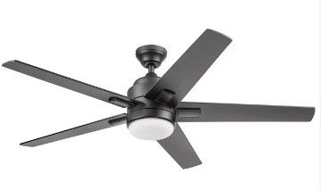 Photo 1 of Harbor Breeze Flanagan II 52-in Matte Black Color-changing Indoor Ceiling Fan with Light Remote (5-Blade)