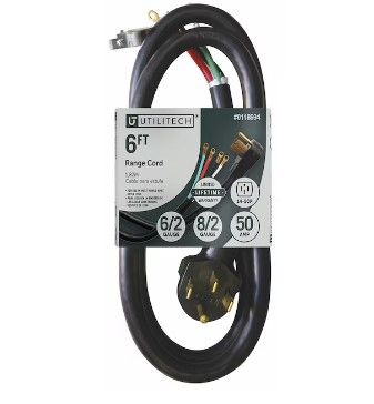 Photo 1 of Utilitech 6-ft 4-Prong Black Range Appliance Power Cord