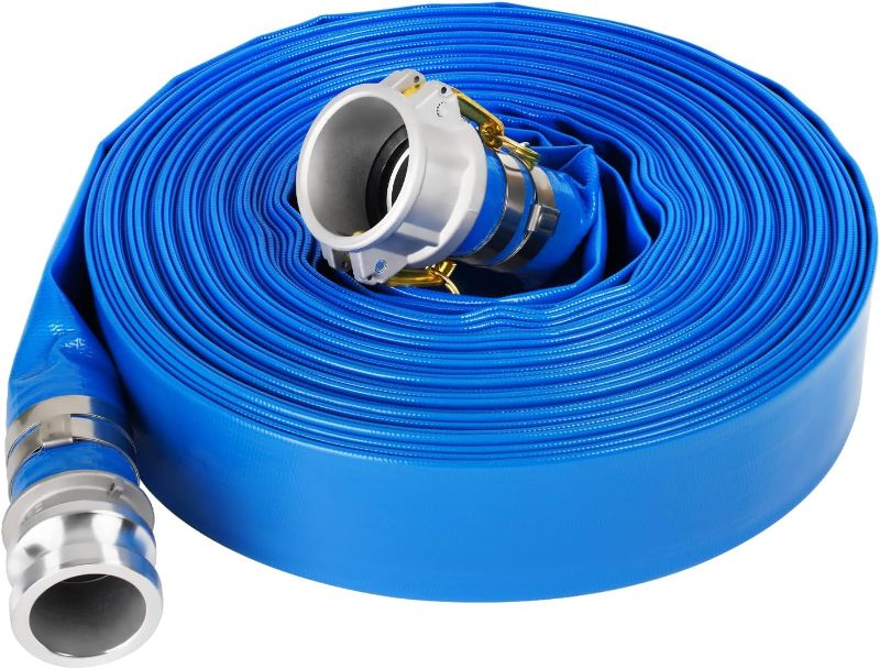 Photo 1 of 2 IN x 50 FT Pool Backwash Hose with Aluminum Camlock C & E Fittings, Heavy Duty Reinforced Sump Pump Discharge Hose, Pool Drain Hose for Pool Sump Pump, Weather and Chemical Resistant