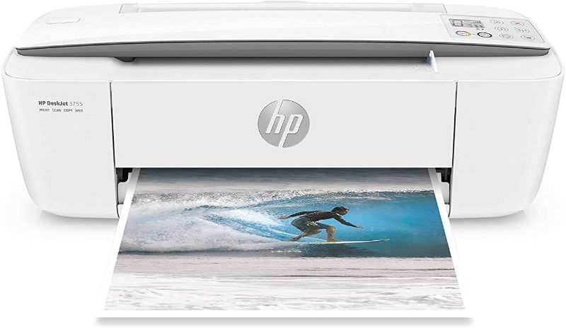 Photo 1 of HP DeskJet 3755 Compact All-in-One Wireless Printer, HP Instant Ink, Works with Alexa - Stone Accent (J9V91A)
