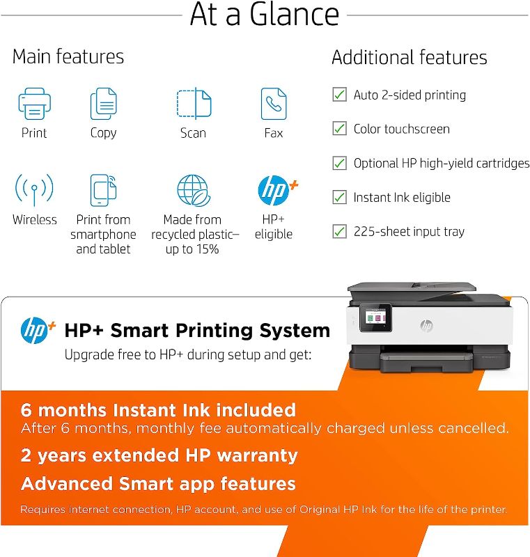 Photo 1 of HP OfficeJet Pro 8025e Wireless Color All-in-One Printer with bonus 6 free months Instant Ink with HP+ (1K7K3A), Gray
