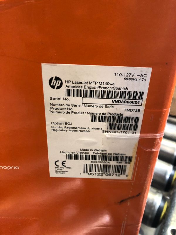 Photo 1 of HP LaserJet MFP M140we All-in-One Wireless Black & White Printer with HP+ and Bonus 6 Months Instant Ink (7MD72E) New Version: HP+, M140we