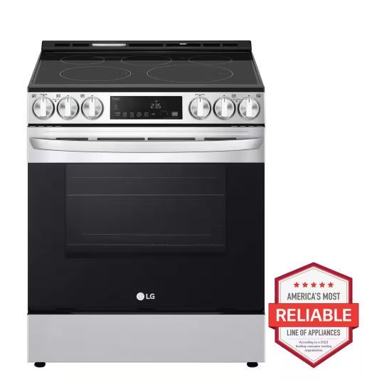 Photo 1 of 30 in. 6.3 cu. ft. Smart Electric Range with Fan Convection, Air Fry & EasyClean in PrintProof Stainless Steel
