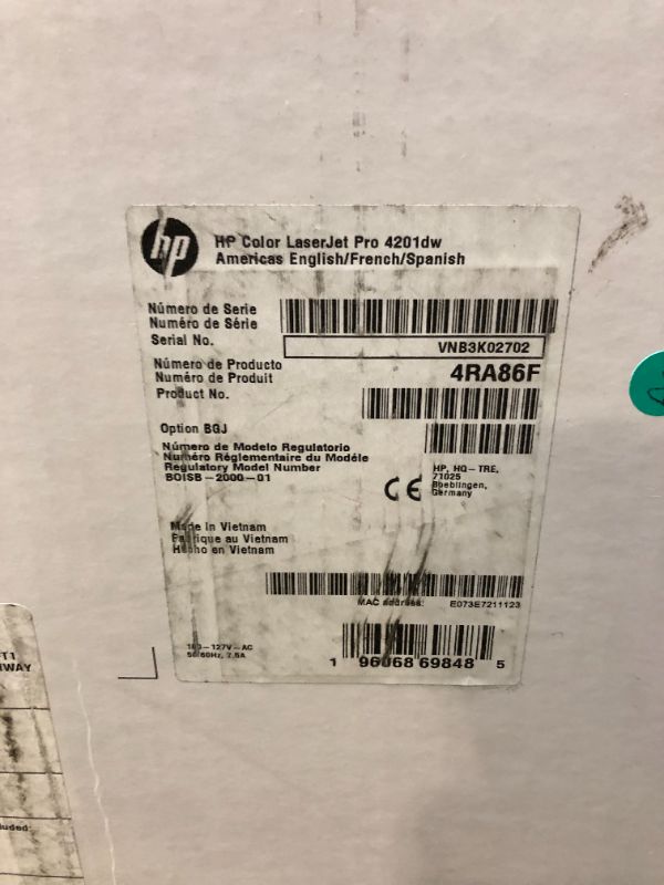 Photo 2 of HP Color LaserJet Pro 4201dw Wireless Printer, Print, Fast speeds, Easy setup, Mobile printing, Advanced security, Best-for-small teams,white
