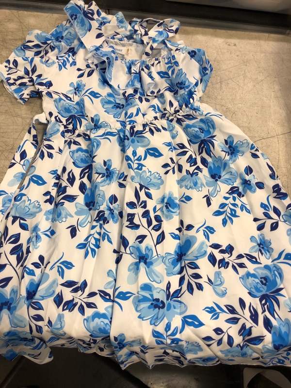 Photo 1 of girls floral dress- blue/white
size- 130