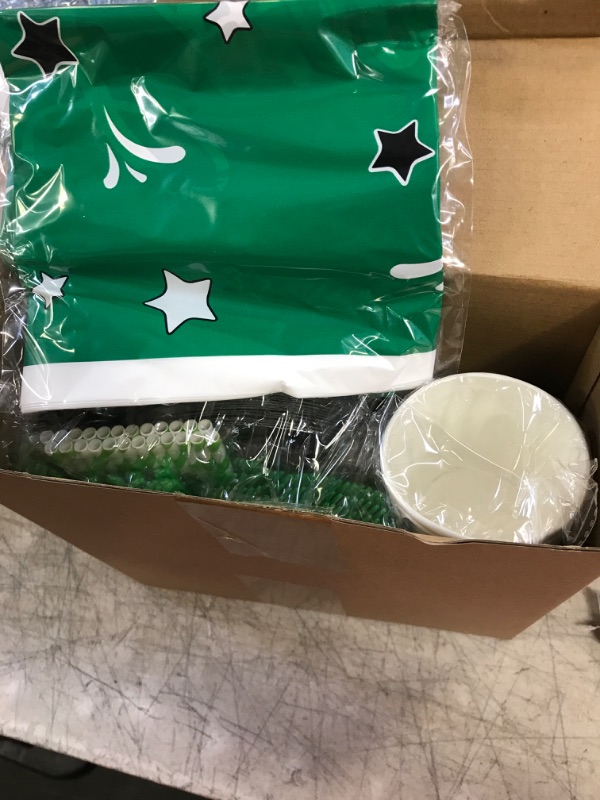 Photo 1 of 193 Pcs Congrats Grad Party Supplies Set Graduation Decoration Class of 2023 Graduate Tablecloth Cups Plates Napkins Tableware for Event Celebration Party Supply, Serves 24 (Green and White)