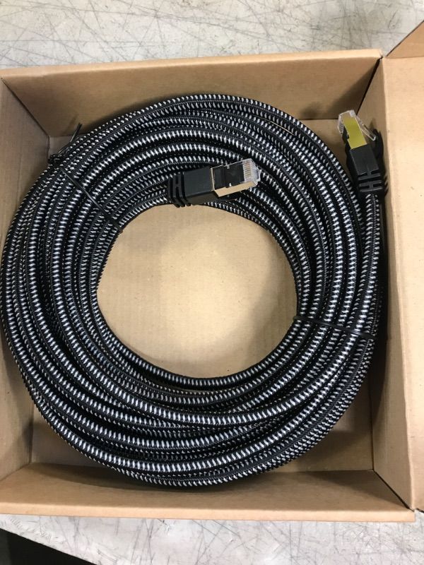 Photo 2 of Amazon Basics Braided RJ45 Cat-7 Gigabit Ethernet Patch Internet Cable - 50 Feet 50-Foot