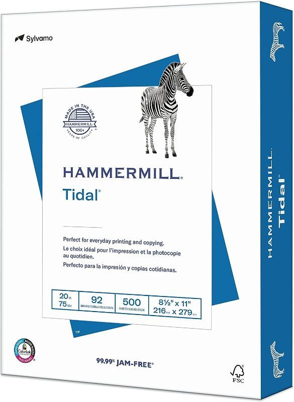 Photo 1 of Hammermill Printer Paper, 20 lb Copy Paper, 8.5 x 11 - 1 Ream (500 Sheets) - 92 Bright, Made in the USA
