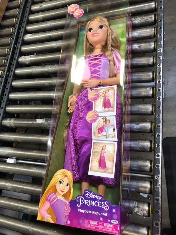 Photo 2 of Disney Princess Rapunzel 32" Playdate, My Size Articulated Doll, Comes with Brush to Comb Her Long Golden Locks, Movie Inspired Purple Dress, Removable Shoes & A Tiara