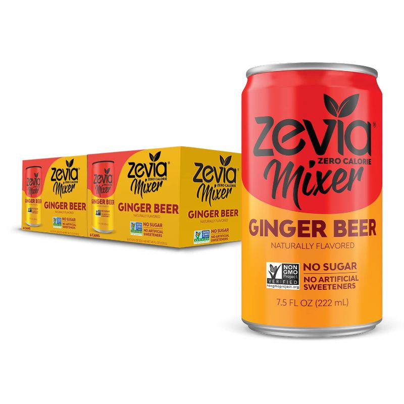 Photo 1 of Zevia Zero Calorie Mixer, Ginger Beer, 7.5 Ounce Cans (Pack of 12)
