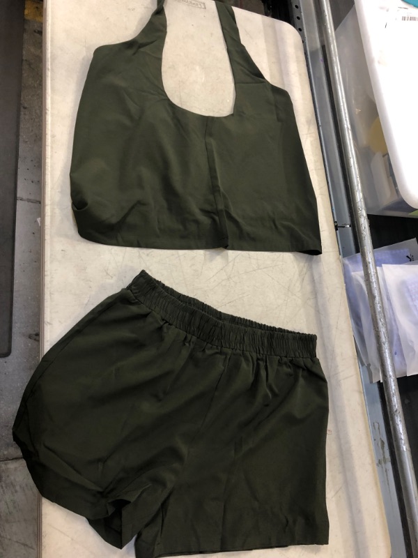 Photo 1 of 2 piece womens olive green set size large