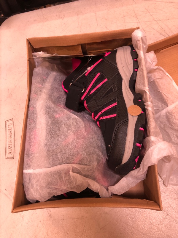 Photo 2 of brooman Kids Waterproof Hiking Boots Boys Girls Outdoor Adventure Shoes 12 Little Kid Black/Fuchsia